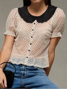 American Eagle AE Short Sleeve Sheer Blouse
